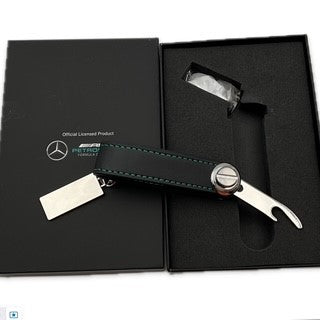 Mercedes AMG Petronas F1 Team Official Merchandise Leather and metal Key Ring