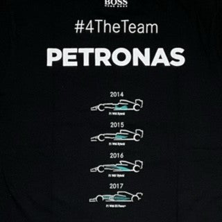 Mercedes AMG Petronas F1 Team Official Merchandise 2017 Special Edition Team 4 Times World Constructors Champions Cotton T-Shirt-Black