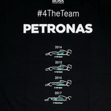 Load image into Gallery viewer, Mercedes AMG Petronas F1 Team Official Merchandise 2017 Special Edition Team 4 Times World Constructors Champions Cotton T-Shirt-Black