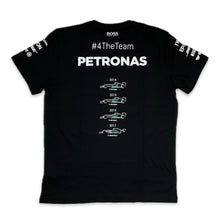 Load image into Gallery viewer, Mercedes AMG Petronas F1 Team Official Merchandise 2017 Special Edition Team 4 Times World Constructors Champions Cotton T-Shirt-Black