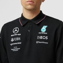 Load image into Gallery viewer, Mercedes AMG Petronas F1 Team Official Merchandise 2023 Team Long Sleeve Knitted Polo Shirt-Black