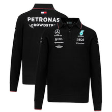 Load image into Gallery viewer, Mercedes AMG Petronas F1 Team Official Merchandise 2023 Team Long Sleeve Knitted Polo Shirt-Black