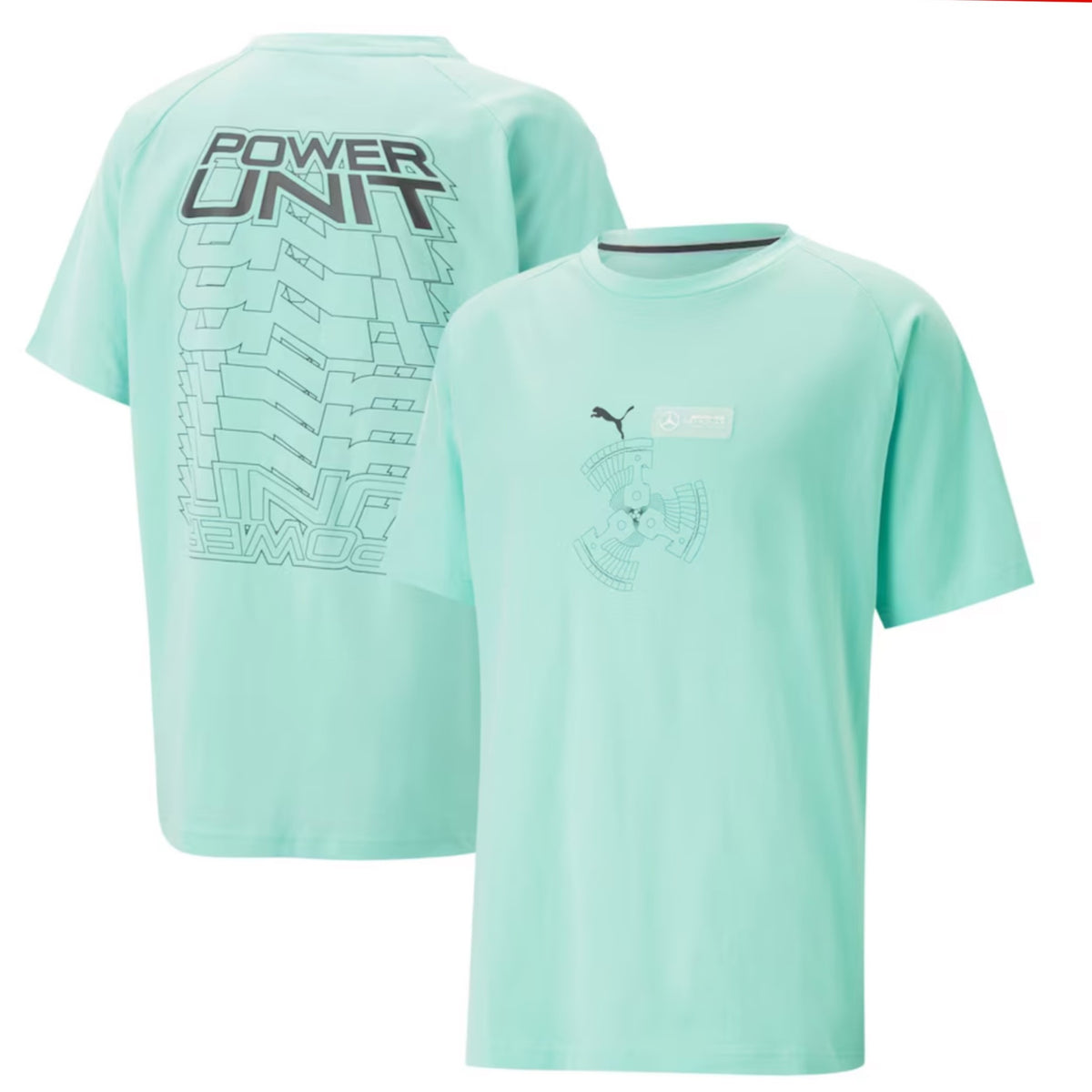 Mercedes AMG Petronas F1 Team Official Merchandise Engine Power Unit Statement T-shirt by Puma-Green - Pit-Lane Motorsport