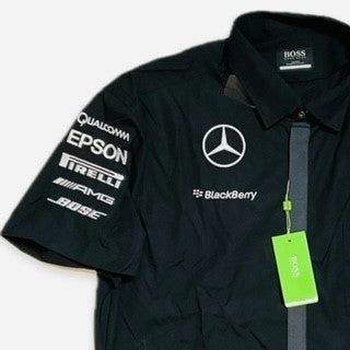 Team Issue Mercedes AMG Petronas Hugo Boss Managers Shirt-Black