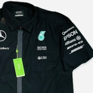 HUGO BOSS Mercedes AMG Petronas ポロシャツ Team Issue Mercedes AMG Petronas Hugo Boss Managers Shirt-Black