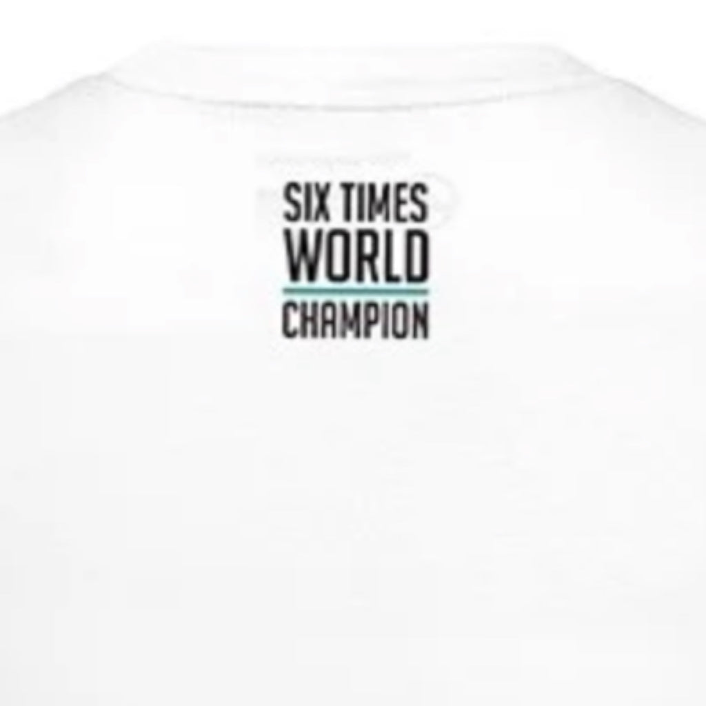 Mercedes AMG Petronas F1 Team Official Merchandise Lewis Hamilton six Time World Champion Celebration Cotton T-shirt- White - Pit-Lane Motorsport