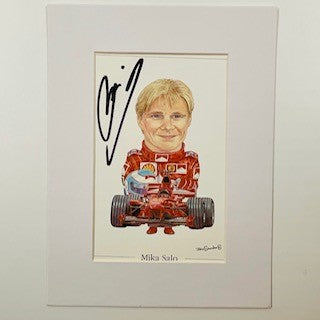 Mika Salo Hand Signed Caricature Ferrari F1 Team Driver Card