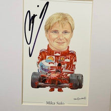 Load image into Gallery viewer, Mika Salo Hand Signed Caricature Ferrari F1 Team Driver Card