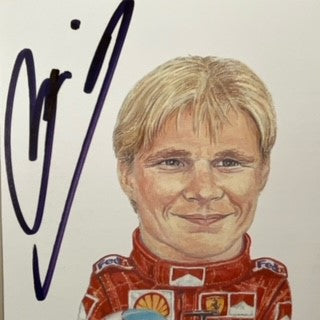 Mika Salo Hand Signed Caricature Ferrari F1 Team Driver Card