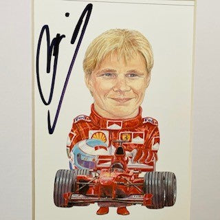 Mika Salo Hand Signed Caricature Ferrari F1 Team Driver Card