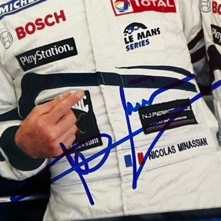 Nicolas Minassian Hand Signed Portrait  Peugeot 908 HPI FAP Le Mans Team Photograph