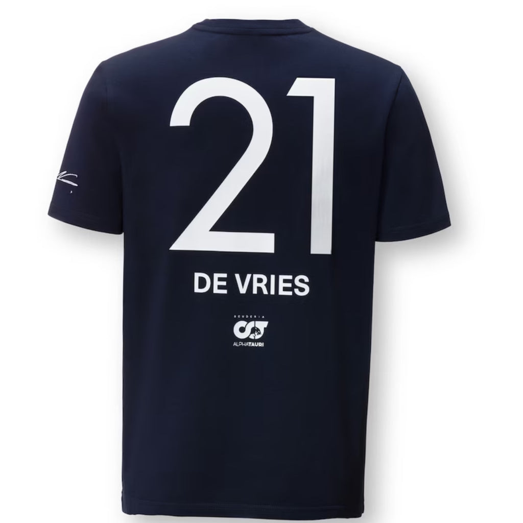 Nyck De Vries Scuderia Alpha Tauri Formula One Team Driver T-Shirt Official Merchandise-Blue