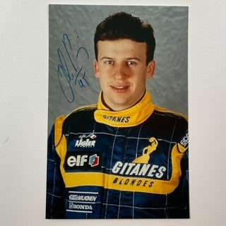 Olivier Panis Hand Signed Gitanes Ligier F1 Team Photograph