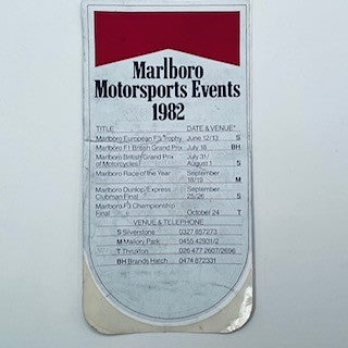 1982 Marlboro British Grand Prix Brands Hatch Event Tax Disc Holder