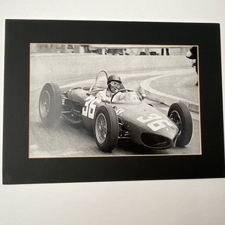 Origional Monaco Grand Prix 1961 Ferrari 156 Richie Ginther - Mounted Photograph Black and White - Pit-Lane Motorsport