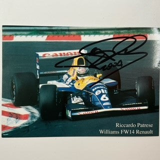 Riccardo Patrese Duel Hand Signed Double Sided Williams F1 Team Promo Photo Card