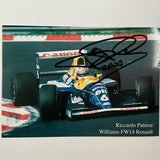 Riccardo Patrese Duel Hand Signed Double Sided Williams F1 Team Promo Photo Card