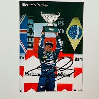 Riccardo Patrese Duel Hand Signed Double Sided Williams F1 Team Promo Photo Card