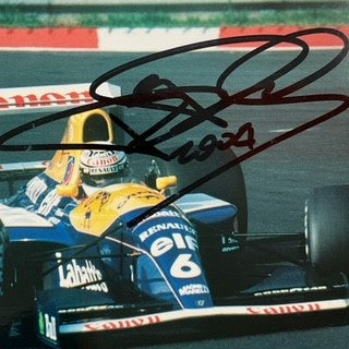 Riccardo Patrese Duel Hand Signed Double Sided Williams F1 Team Promo Photo Card