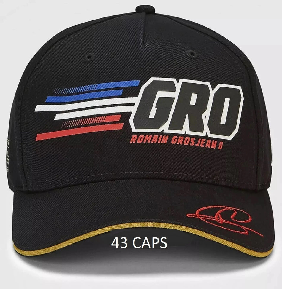 New Haas F1 Team Romain Grosjean No. 8 Official Driver Cap – Black - Pit-Lane Motorsport