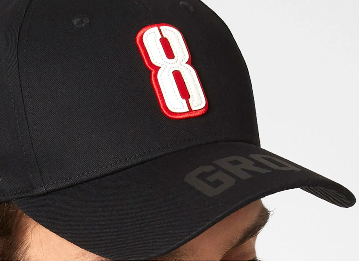 New Haas F1 Team Romain Grosjean No. 8 Official Driver Cap – Black - Pit-Lane Motorsport