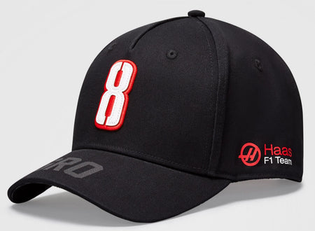 New Haas F1 Team Romain Grosjean No. 8 Official Driver Cap – Black - Pit-Lane Motorsport