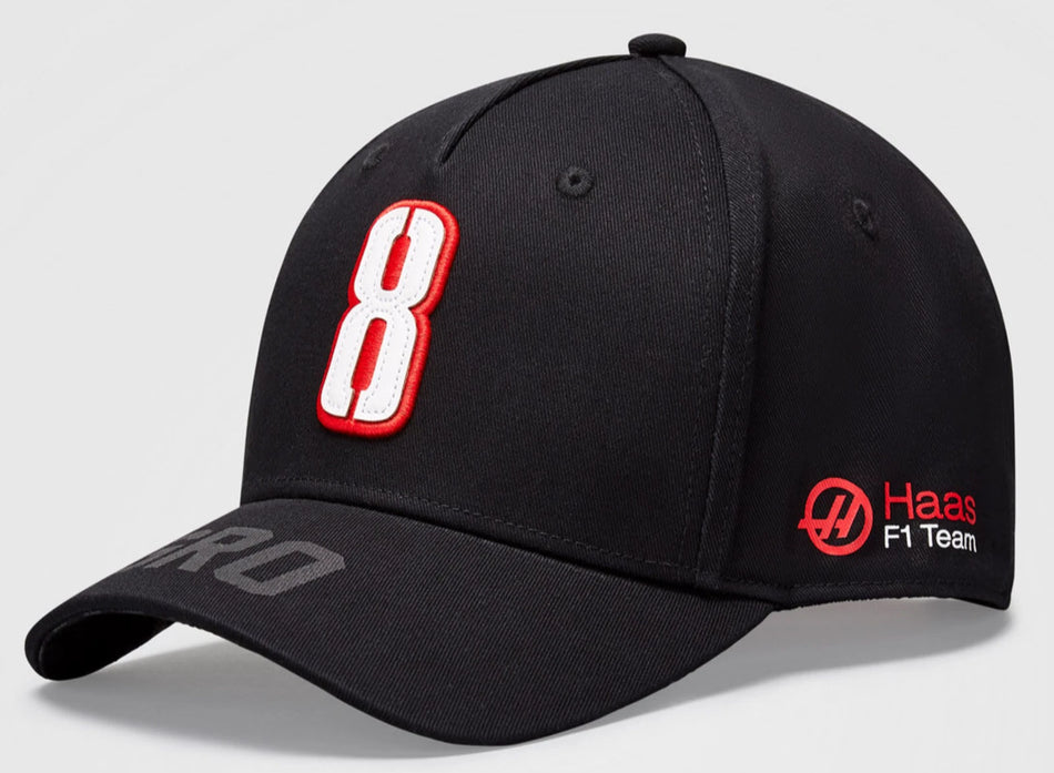 New Haas F1 Team Romain Grosjean No. 8 Official Driver Cap – Black - Pit-Lane Motorsport