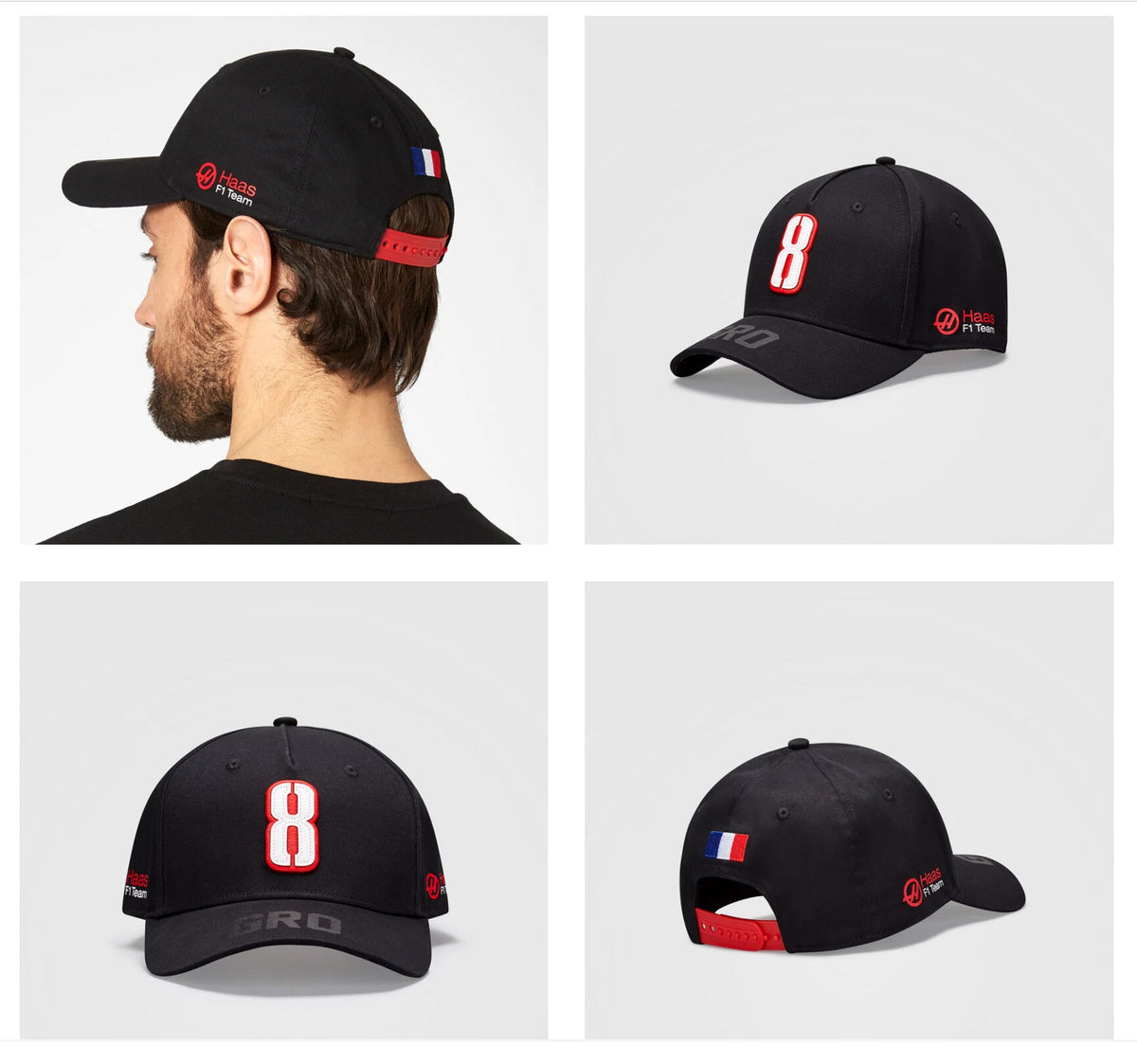 New Haas F1 Team Romain Grosjean No. 8 Official Driver Cap – Black - Pit-Lane Motorsport
