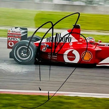 Load image into Gallery viewer, Rubens Barrichello Hand Signed Marlboro Scuderia Ferrari F1 Team Photograph