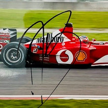 Load image into Gallery viewer, Rubens Barrichello Hand Signed Marlboro Scuderia Ferrari F1 Team Photograph