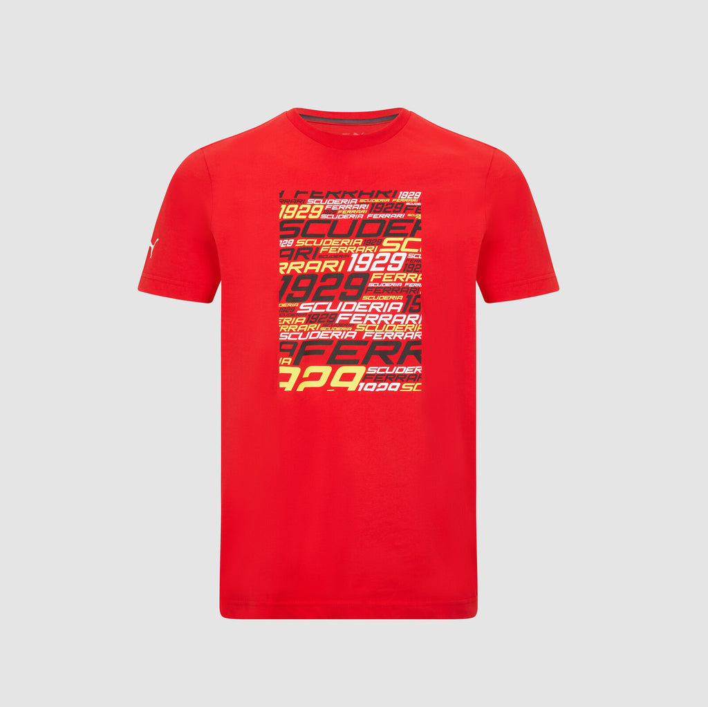 Scuderia Ferarri Formula One Team Official Merchandise Puma Driver Graphics T-Shirt Drivers Edition-Rosso Red