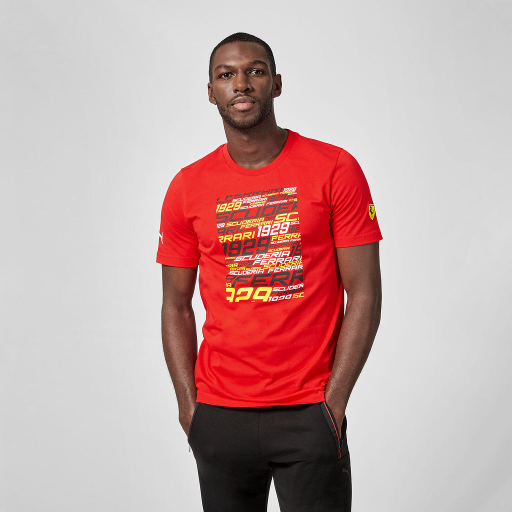 Scuderia Ferarri Formula One Team Official Merchandise Puma Driver Graphics T-Shirt Drivers Edition-Rosso Red