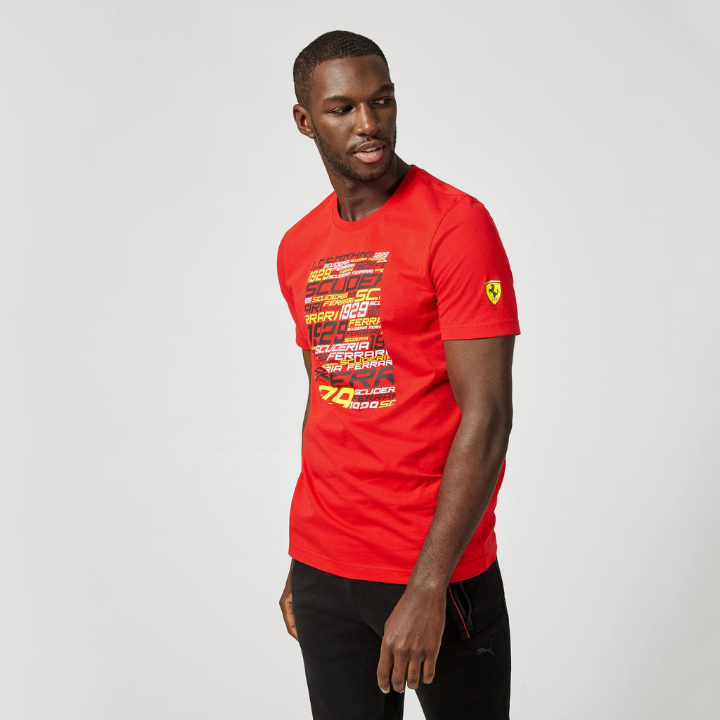 Scuderia Ferarri Formula One Team Official Merchandise Puma Driver Graphics T-Shirt Drivers Edition-Rosso Red