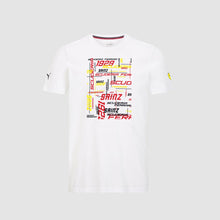 Load image into Gallery viewer, Scuderia Ferarri Formula One Team Official Merchandise Puma Driver Graphics T-shirt Carlos Sainz-White