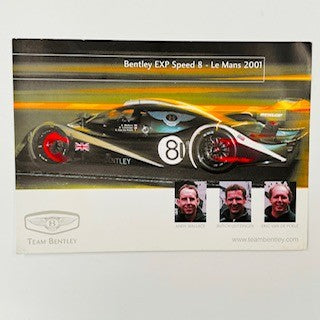 Team Bentley EXP Speed 8Official Le Mans 2001 Team Driver Card #8