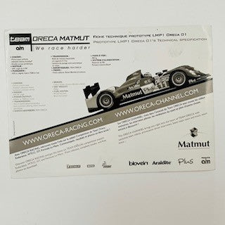 Team Oreca Matmut Peugeot Official Le Mans Team Driver Card #11