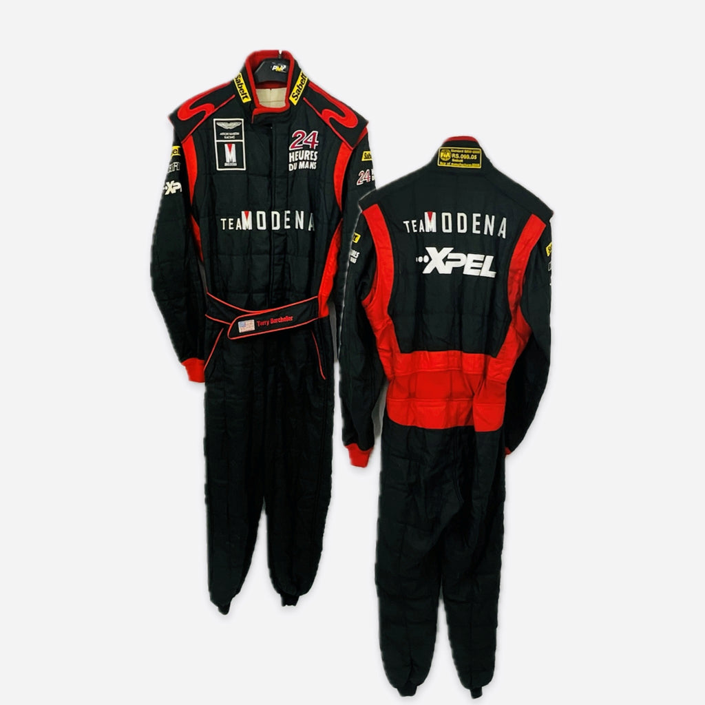 Terry Borcheller Aston Martin Racing DBR9 GT1 Team Modena Le Mans 24 Hour Race used Suit and Personal Team Shirt 2008