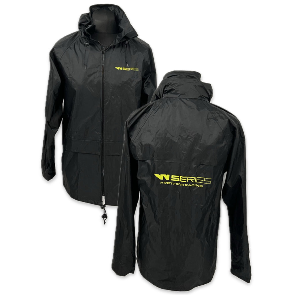 W-Series Team Issues  Full Zip Hooded Rain Coat-Black