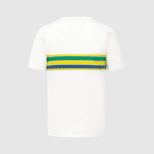 Load image into Gallery viewer, Ayrton Senna Official Licenced Collection Iconic Helmet Striped Organic Cotton T-Shirt-White