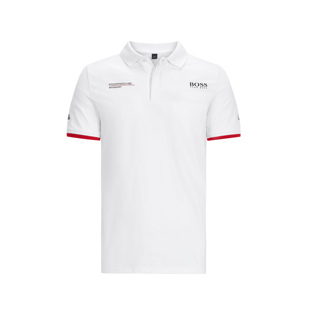 Porsche Motorsport Official Team Merchandise Polo Shirt  - White - with Free Motorsport Kit - Pit-Lane Motorsport