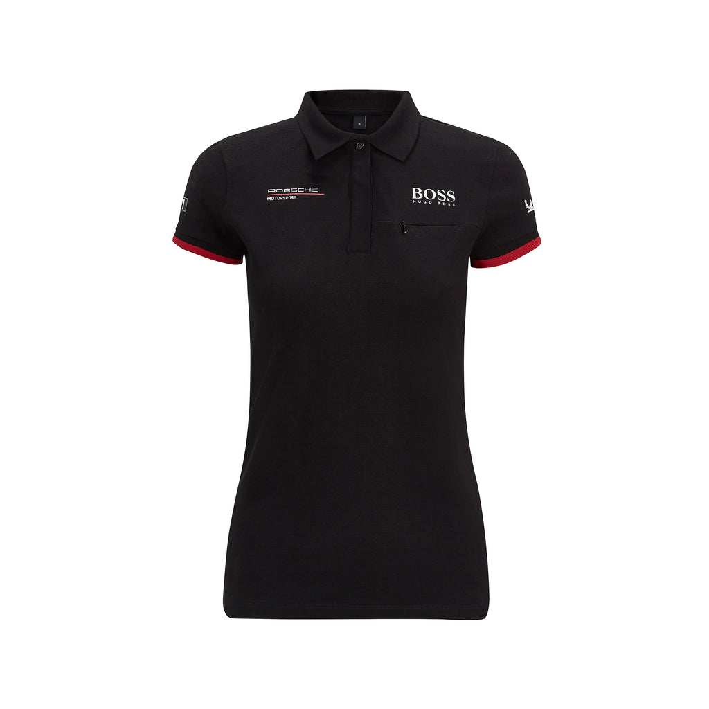 Womens Porsche Motorsport  Team Polo Shirt  - Black - with Free Motorsport Kit - Pit-Lane Motorsport