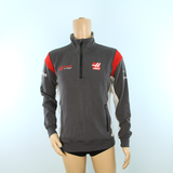 Used Haas F1 Team Half Zip Sweatshirt with side pockets Grey