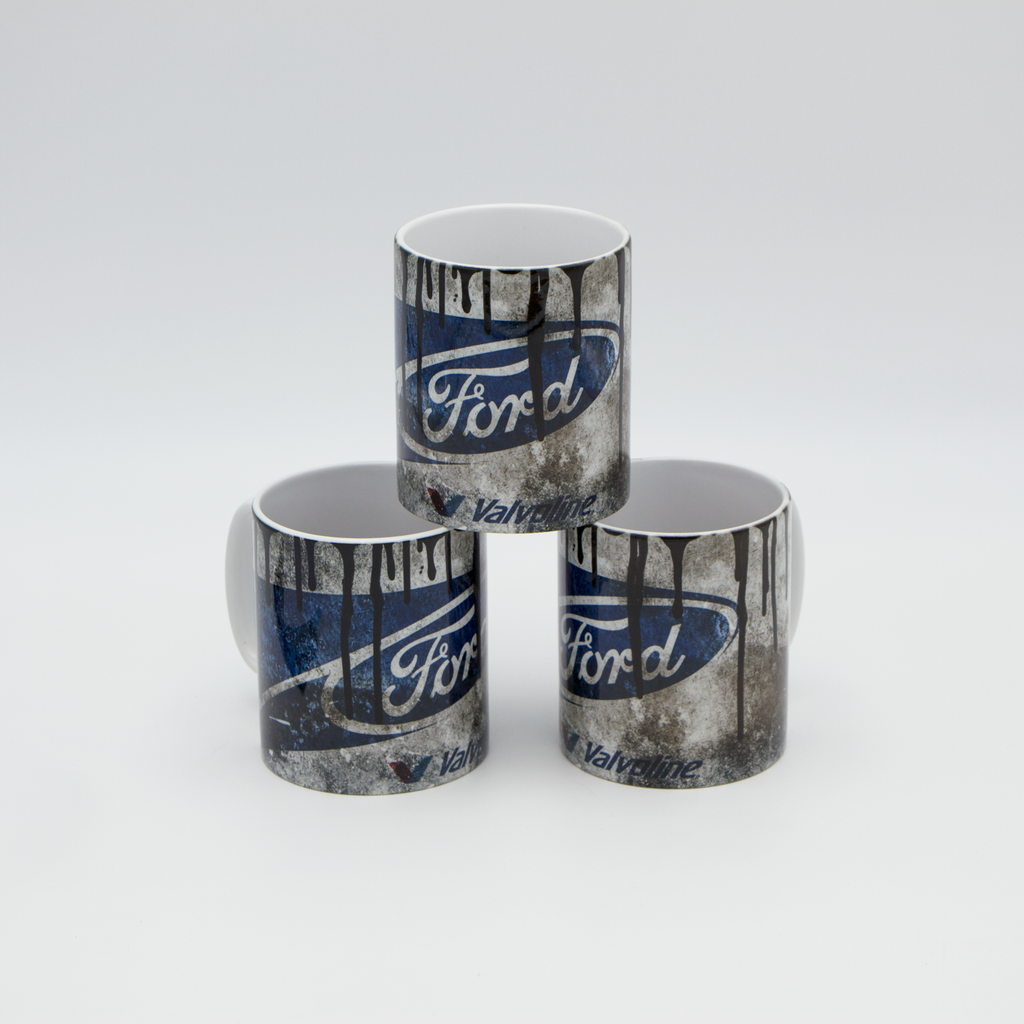 Ford inspired Retro/ Vintage Distressed Look Oil Can Mug - 10z - Pit-Lane Motorsport
