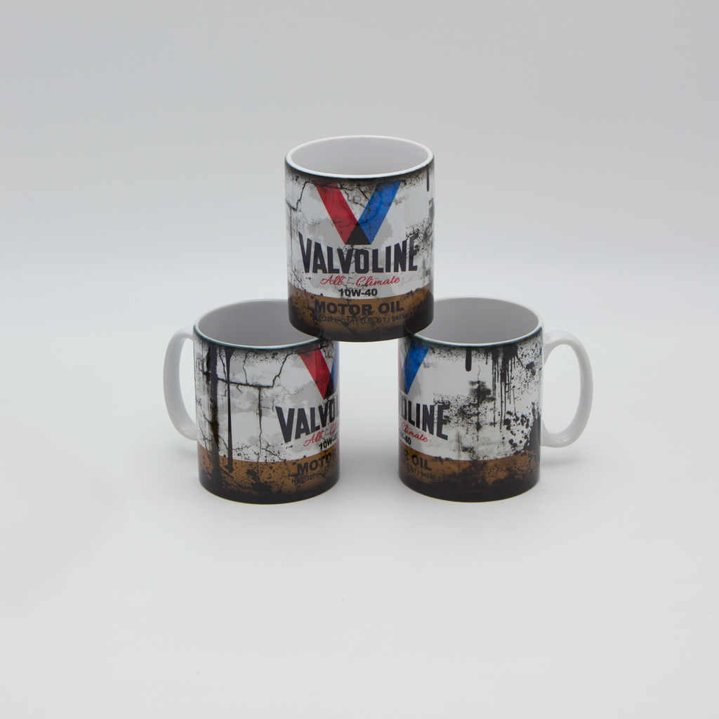 Valvoline Oil inspired Retro/ Vintage Distressed Look Oil Can Mug - 10oz - Pit-Lane Motorsport