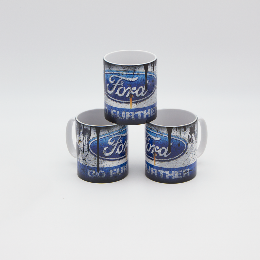 Ford inspired Retro/ Vintage Distressed Look Oil Can Mug - 10z - Pit-Lane Motorsport