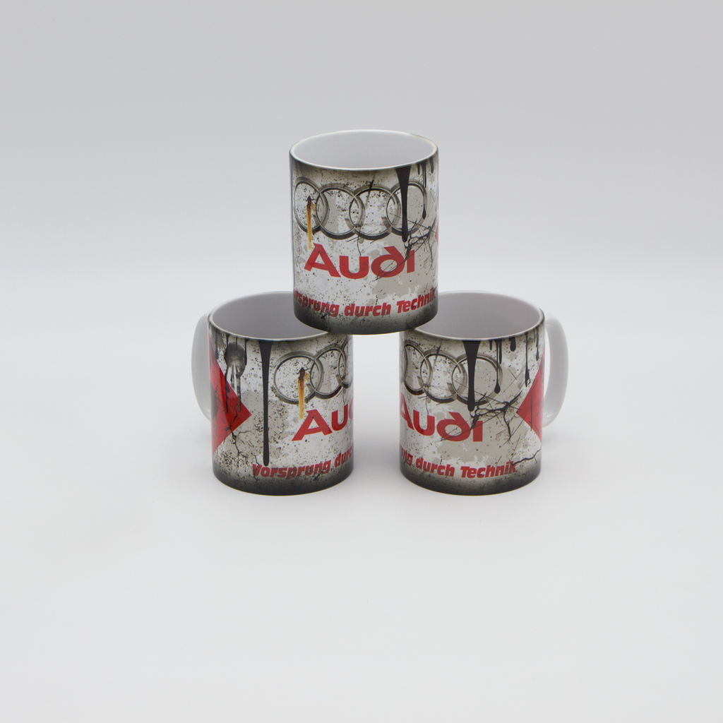 Audi inspired Retro/ Vintage Distressed Look Oil Can Mug - 10z - Pit-Lane Motorsport