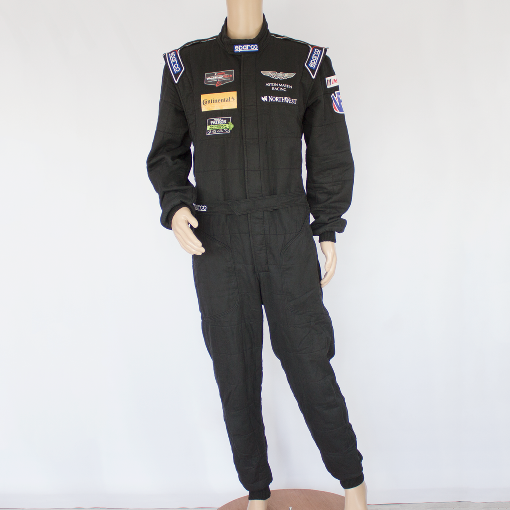 Used - Aston Martin Racing Sparco IMSA Black Race Suit Size 60 - 2015 - Pit-Lane Motorsport