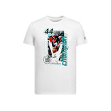 Mercedes AMG Petronas F1 Team Official Merchandise Lewis Hamilton six Time World Champion Celebration Cotton T-shirt- White